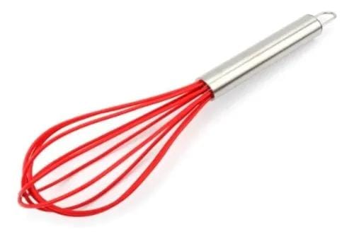 Batidor de silicona con mango de acero mediano