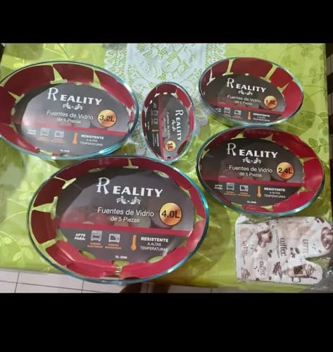 Set de bandejas de vidrio por 5 unidades Reality